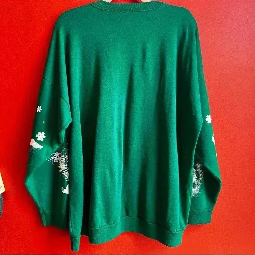 Vintage 90s puffy paint skiing Santa Christmas pullover size 22W - Picture 5 of 7